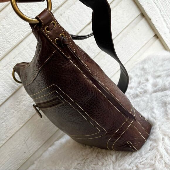 COACH Brown Leather Y2K Chelsea Laced Hobo Crossbody Bleecker Slim Bucket Bag - Picture 6 of 12